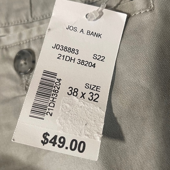 Jos A Banks Mens Dress Pants. 38x32. Khaki. Flat Front. NWT - Picture 3 of 3